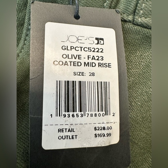 JOE’S Jeans Mid Rise Crop Boot Coated Green Olive Dark Green Women Size 28 $228 - Picture 8 of 13